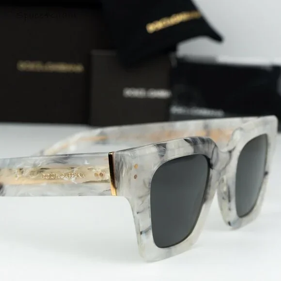 BRAND NEW D&G DG4413 342887 Grey Marble Grey Square Unisex Sunglasses